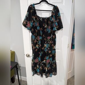 NWOT LC Lauren Conrad Crafted Butterfly Balloon-Sleeve Smocked Dress Size 1X